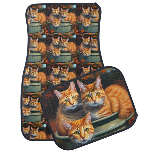 Ginger Cats Pot Plants,  Car Mats (Set)