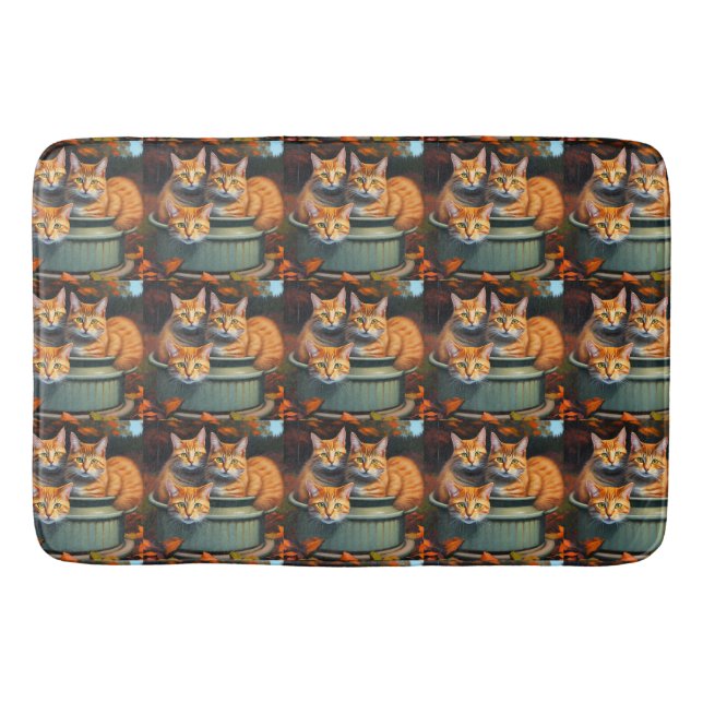Ginger Cats Pot Plants,  Memory Foam Bath Mat (Front)