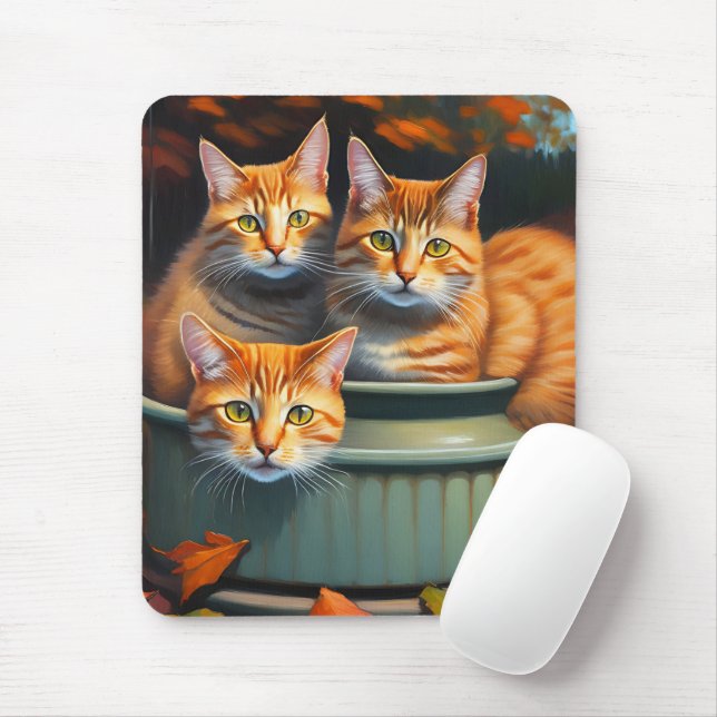 Ginger Cats Pot Plants, Mousepad (With Mouse)
