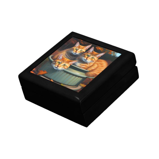 Ginger Cats Pot Plants, Wood Keepsake Box (Side)
