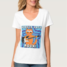 Ginger Cats Rock! Guitar Cat T Shirt
