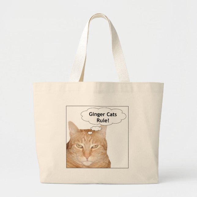 Ginger Cats Rule! Large Tote Bag (Front)