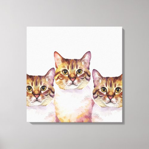 Ginger Cats Watercolor Illustration Canvas Print