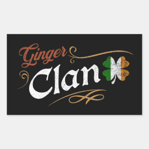 Ginger Clan Irish Heritage Shamrock Vintage Rectangular Sticker