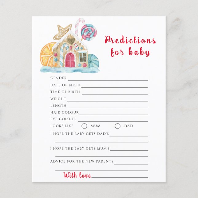 Ginger cookie house - baby predictions and advice (Front)