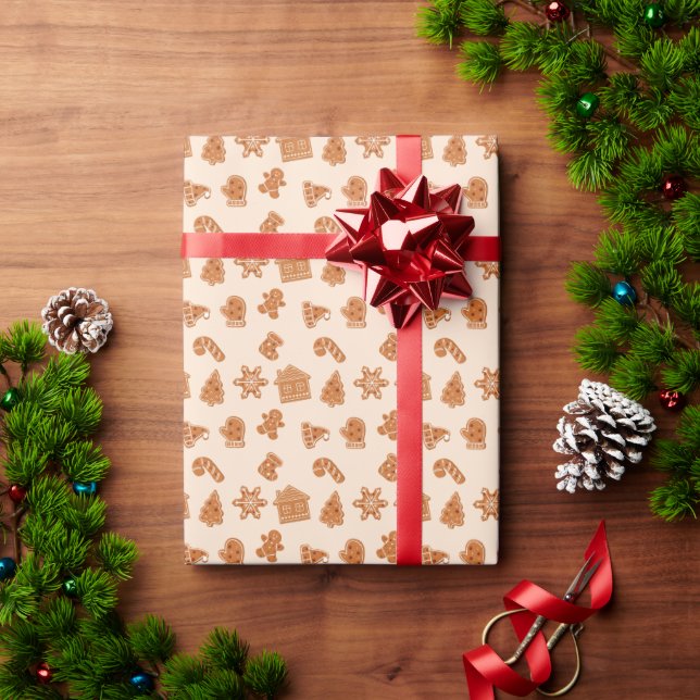 Ginger Cookie Pattern Gift Wrapping Paper (Holiday Gift)