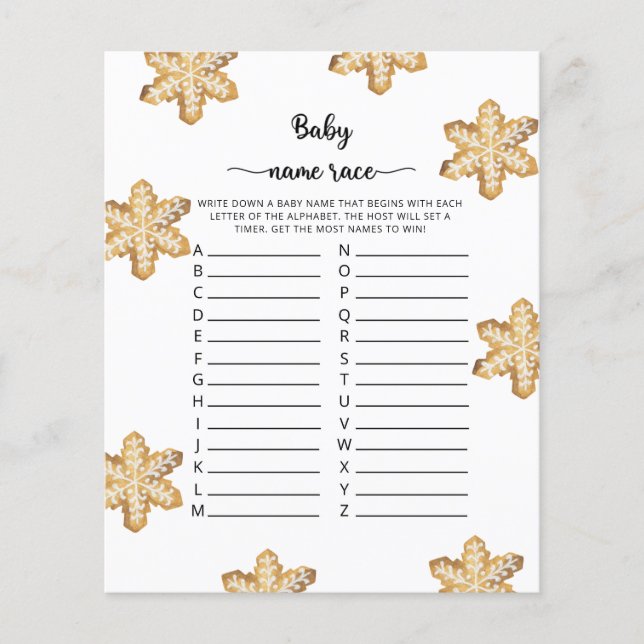 Ginger cookies Baby name race game (Front)