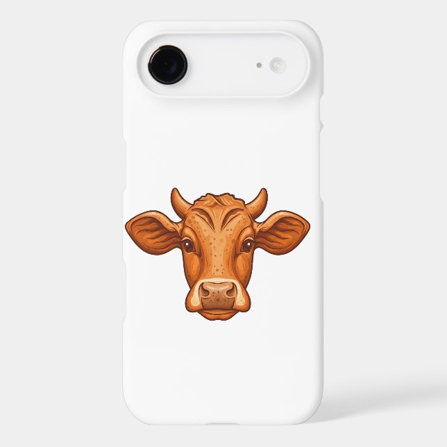 Ginger Cow Face Farm Animal Illustration iPhone Case (Back)