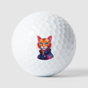 Ginger Cyberpunk Cat,  Golf Balls
