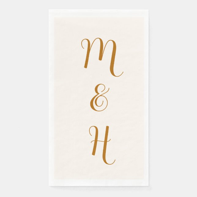 Ginger Elegant Wedding Initials | Ivory Paper Guest Towels (Front)