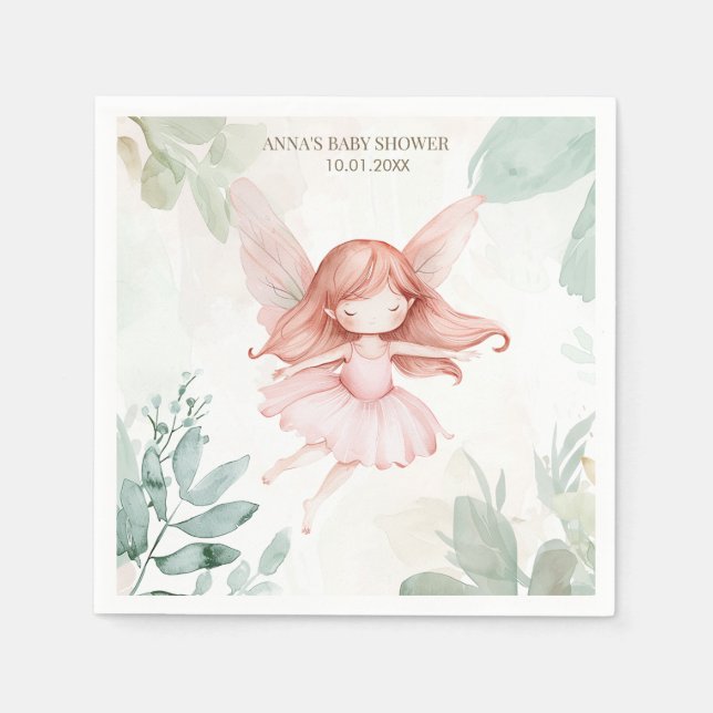 Ginger Fairy Girl Baby Shower Napkins (Front)