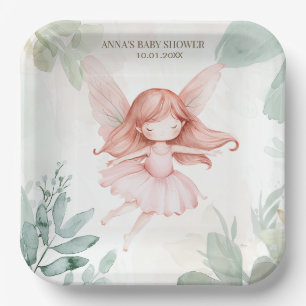 Ginger Fairy Girl Baby Shower Paper Plates