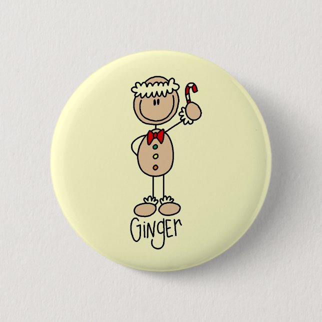 Ginger Gingerbread Cookie Tshirts and Gifts Button (Front)