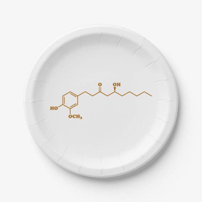 Ginger Gingerol Molecule Chemical Formula Paper Plates (Front)