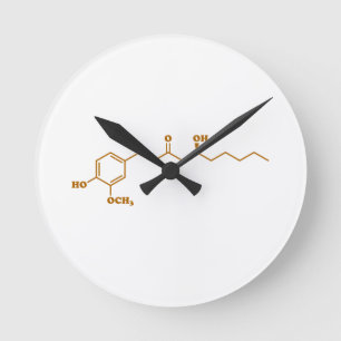 Ginger Gingerol Molecule Chemical Formula Round Clock
