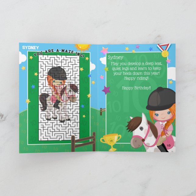 Ginger Girl Equestrian You Are A-Maze-ing Birthday Card (Inside)
