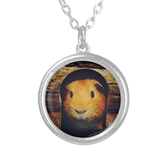 Ginger Guinea Pig Gifts Silver Plated Necklace (Front)