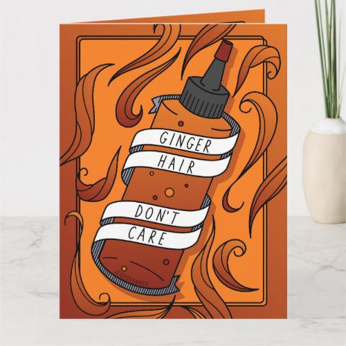 Ginger Hair Dont Care Cosmetic Dye Bottle Cartoon Card