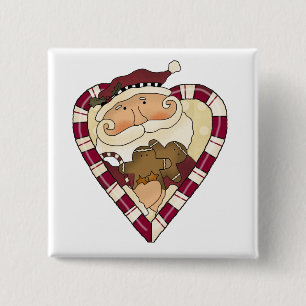Ginger Heart Santa T-shirts and Gifts Pinback Button