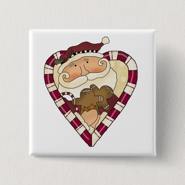 Ginger Heart Santa T-shirts and Gifts Pinback Button (Front)