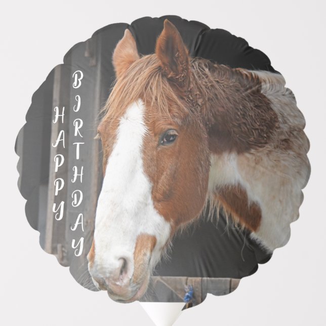 Ginger Horse on Farm Happy Birthday Balloon (Front)
