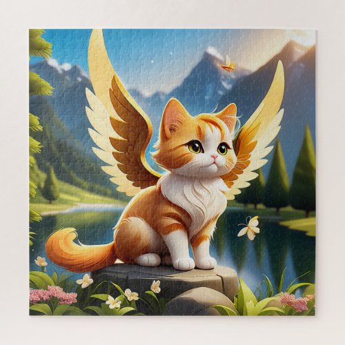 Ginger is a beautiful angel cat with wings She lo Jigsaw Puzzle