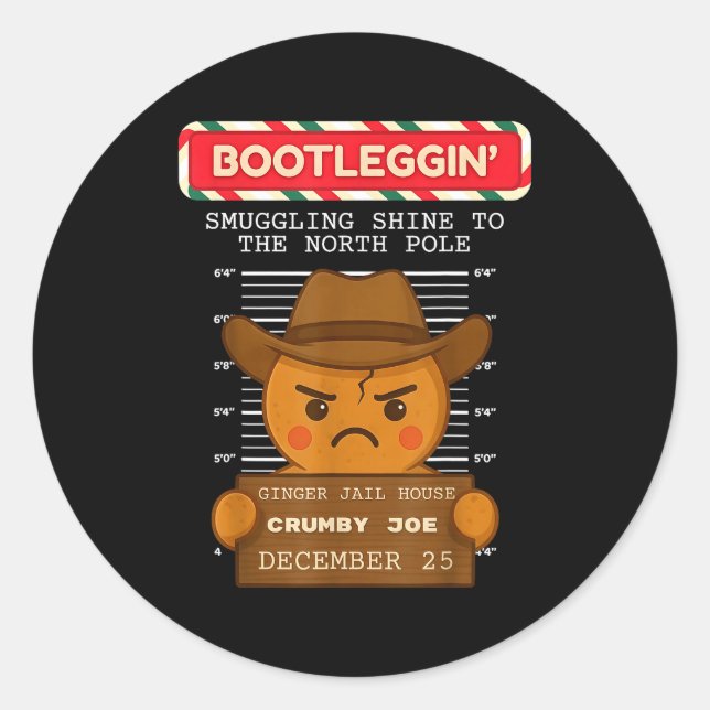 Ginger Jailhouse Christmas Humor Gingerbread Coupl Classic Round Sticker (Front)