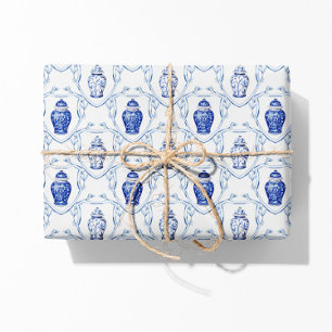 Ginger Jar Blue and White Chinoiserie Wrapping Paper Sheets