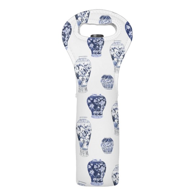 Ginger Jar Blue & White Wine Bag (Front)