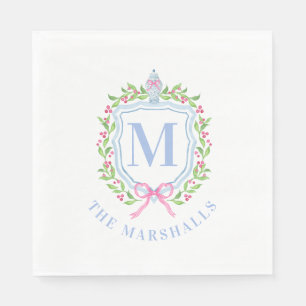 Ginger Jar & Christmas Berries Monogram Napkins