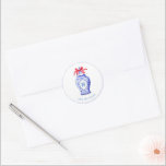 Ginger Jar Monogram | Red Bow Classic Round Sticker<br><div class="desc">This chic design features Chinoiserie ginger jar with a blue monogram and a red bow surrounded by pumpkins. You can personalize with your monogram initial and your name.</div>