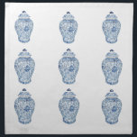 GINGER JAR NAPKINS<br><div class="desc">This set of 4 20x20 inch dinner napkins features a classic blue and white porcelain ginger jar based on an ancient Chinese artifact from an original gouache/ink painting by artist Anne Harwell.</div>