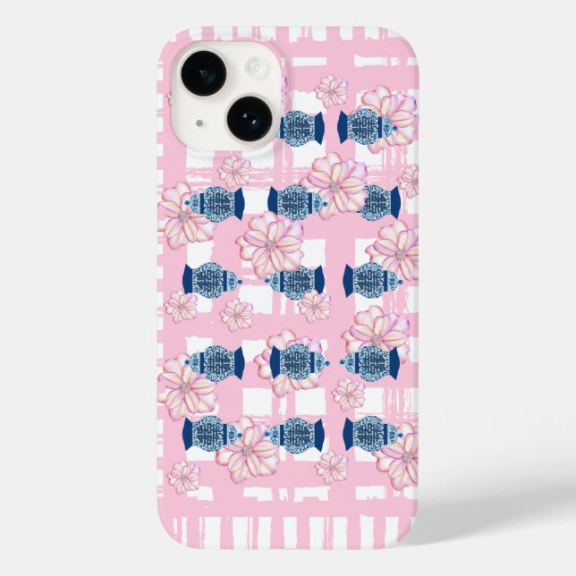 Ginger Jars Double Happiness Pink Floral Case-Mate iPhone Case (Back)