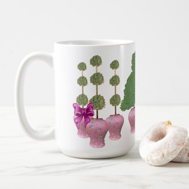 Ginger Jars Staffordshire Dogs Topiary  art Poster Coffee Mug (With Donut)