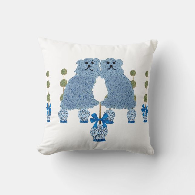 Ginger Jars Staffordshire Dogs Topiary  Throw Pillow (Front)