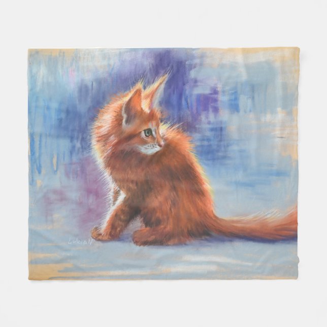 Ginger Kitten in Pastel Light Fleece Blanket (Front (Horizontal))