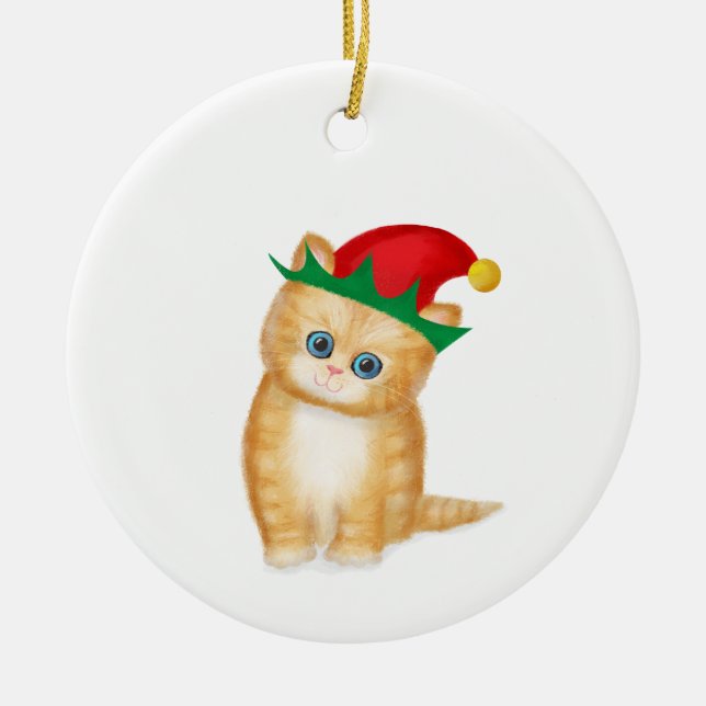 Ginger kitten personalised Christmas tree ornament (Front)