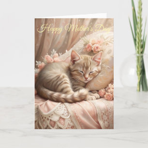 Ginger Kitten Sleeping (Shabby Chic) Mother's Day Holiday Card
