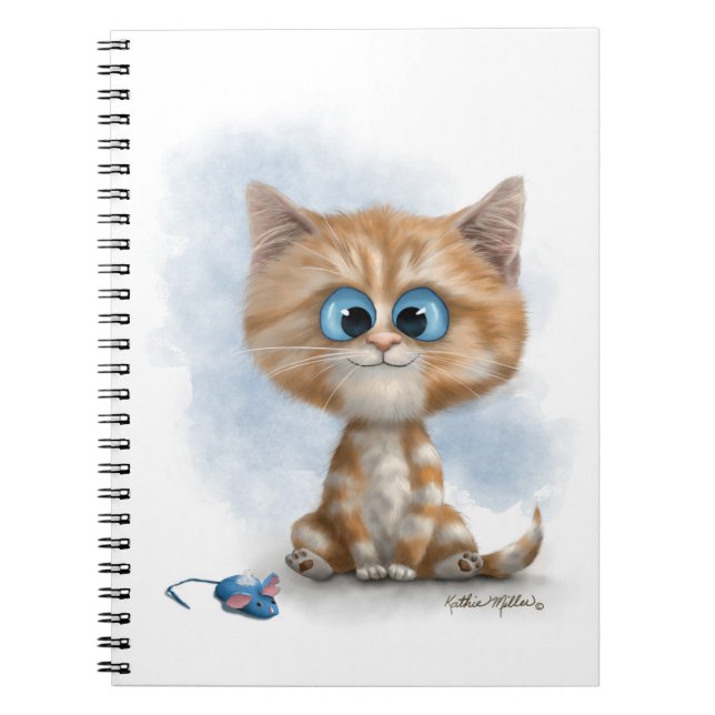 Ginger Kitten with Mouse Cartoon Notebook (Front)