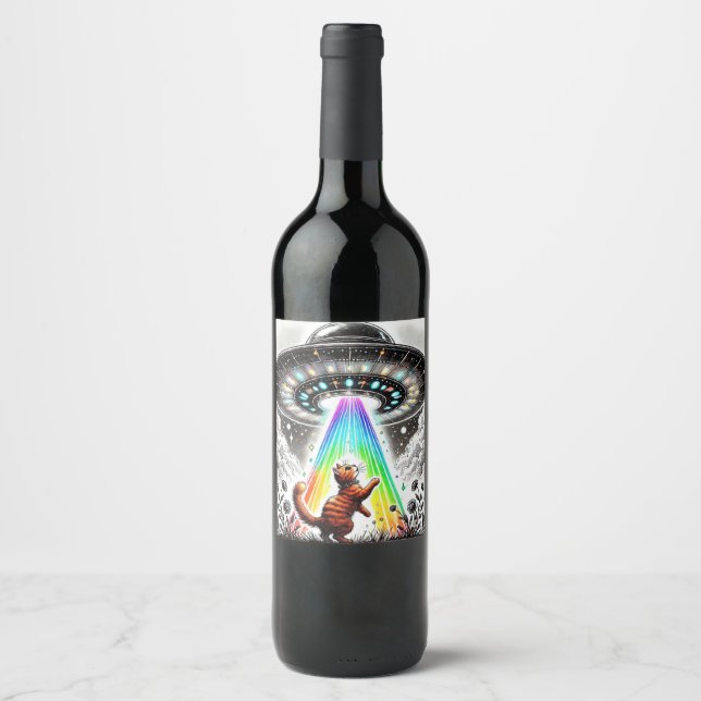 Ginger Kitty and UFO Wine Label (Front)