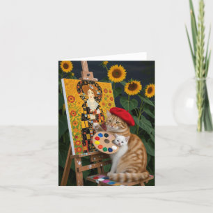 Ginger Kitty Artist Painting Klimt Garden Thank You Card