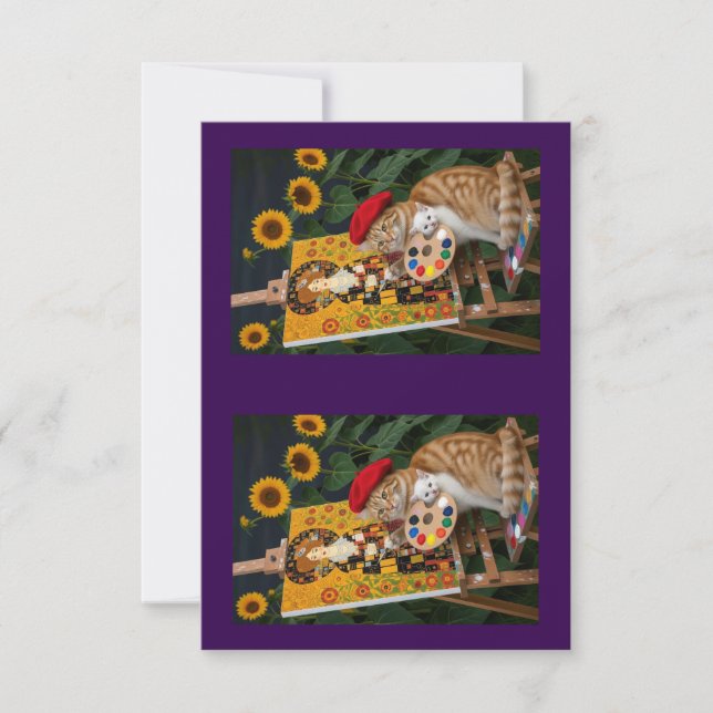 Ginger Kitty Artist Painting Klimt Garden  Thank You Card (Front)