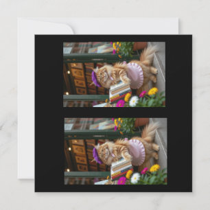 Ginger Kitty Selling Art Books Thank You Card