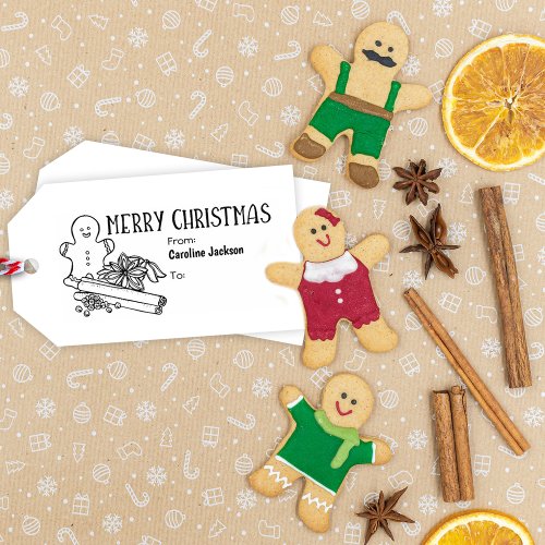 Ginger Man Merry Christmas Food Gift Tag Rubber Stamp