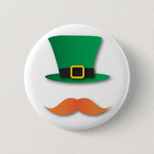 Ginger Mustache Leprechaun Cute St. Patrick's Day Pinback Button