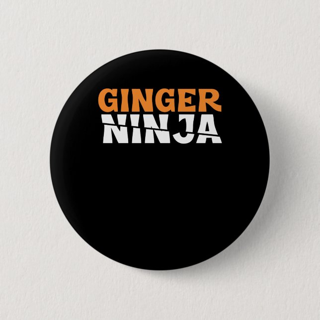 Ginger Ninja Redheads Red Hair Redhead Freckles Gi Button (Front)