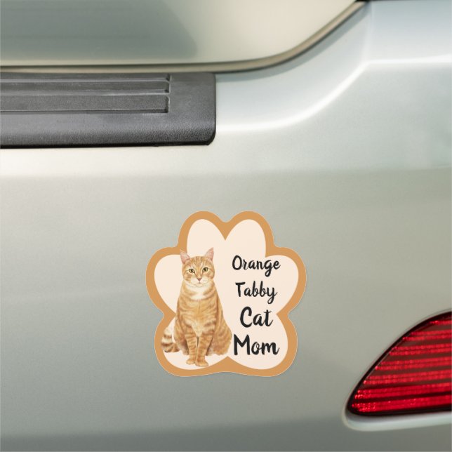 Ginger Orange and White Cat Personalized Car Magnet (In Situ)