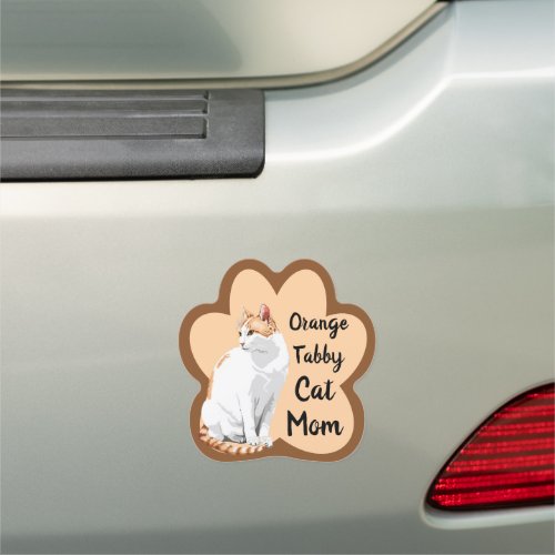 Ginger Orange and White Cat Personalized Car Magnet