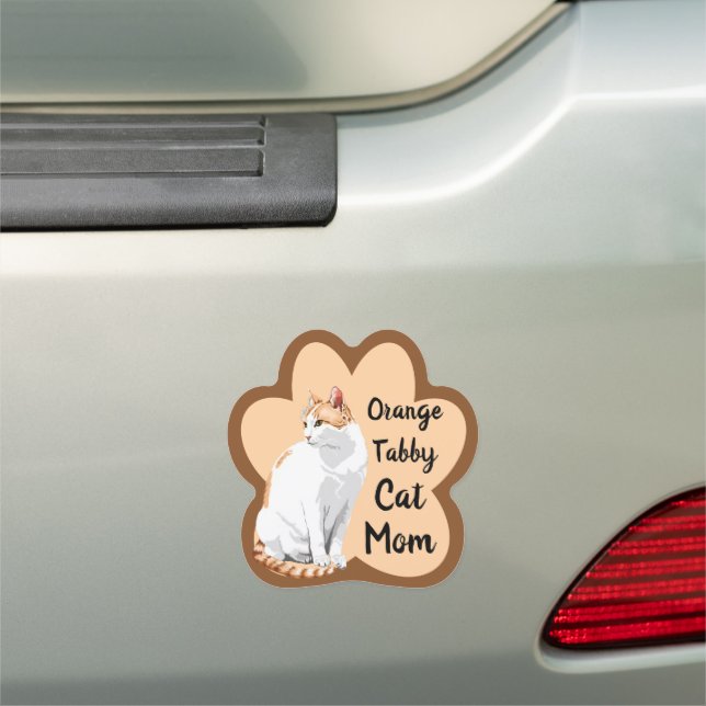 Ginger Orange and White Cat Personalized Car Magnet (In Situ)