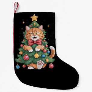 Ginger Orange Cat Christmas Tree Cute Xmas Small Christmas Stocking
